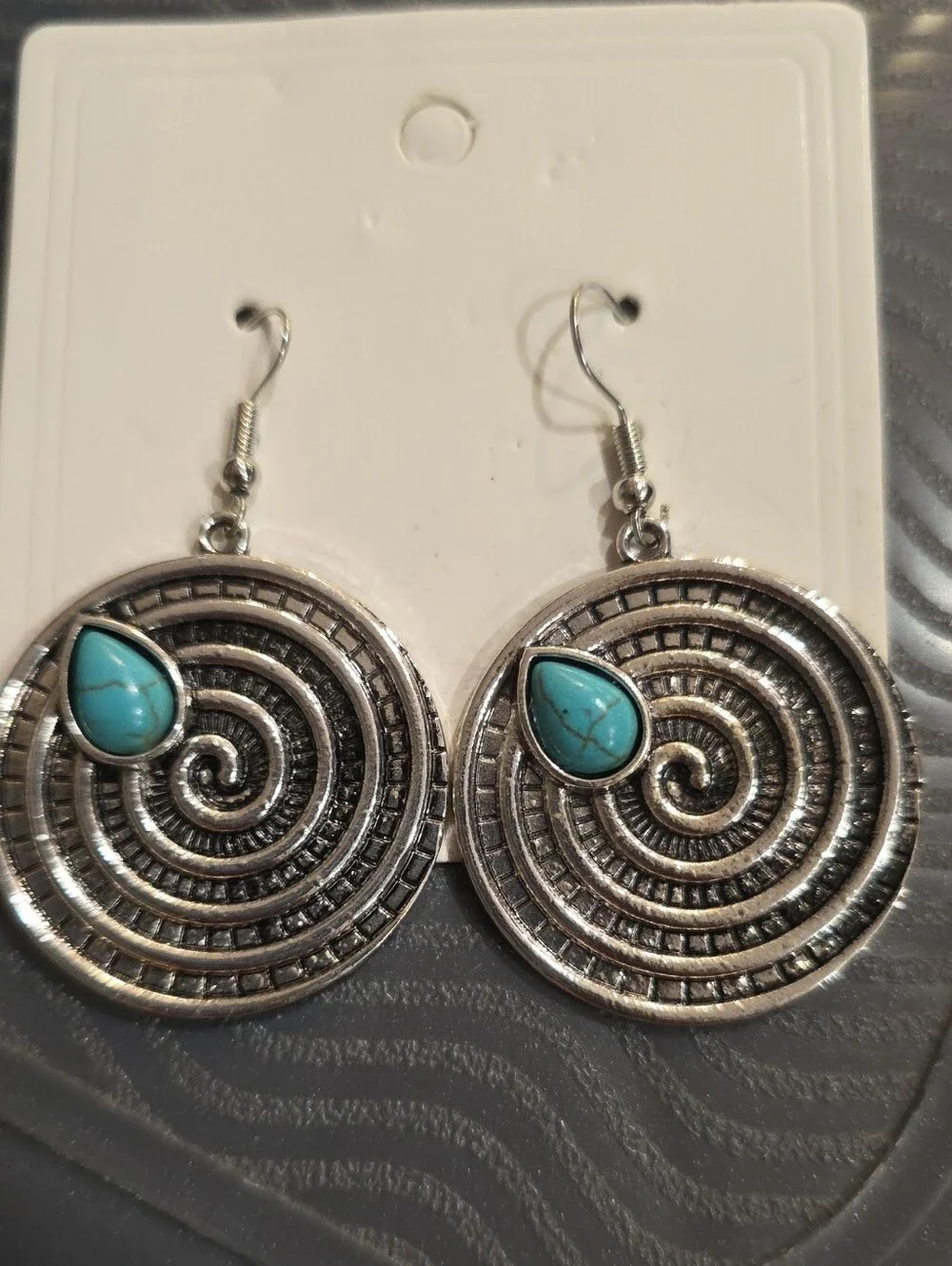 💙 Turquoise Teardrop Spiral Drop Earrings